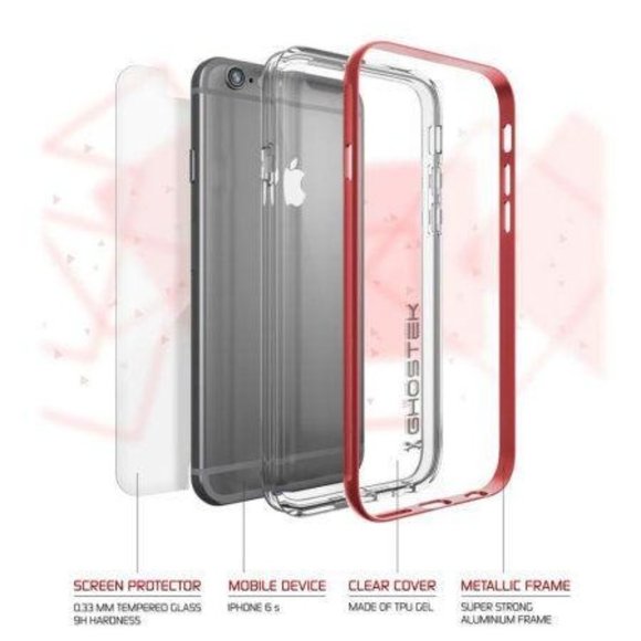 FOR iPhone 6S / 6 Tough Case – Clear / Red Ghostek - Picture 2 of 7